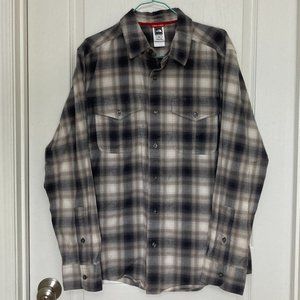 The North Face | Brown Men's Plaid Button Down Long Sleeve Shirt | Medium.
